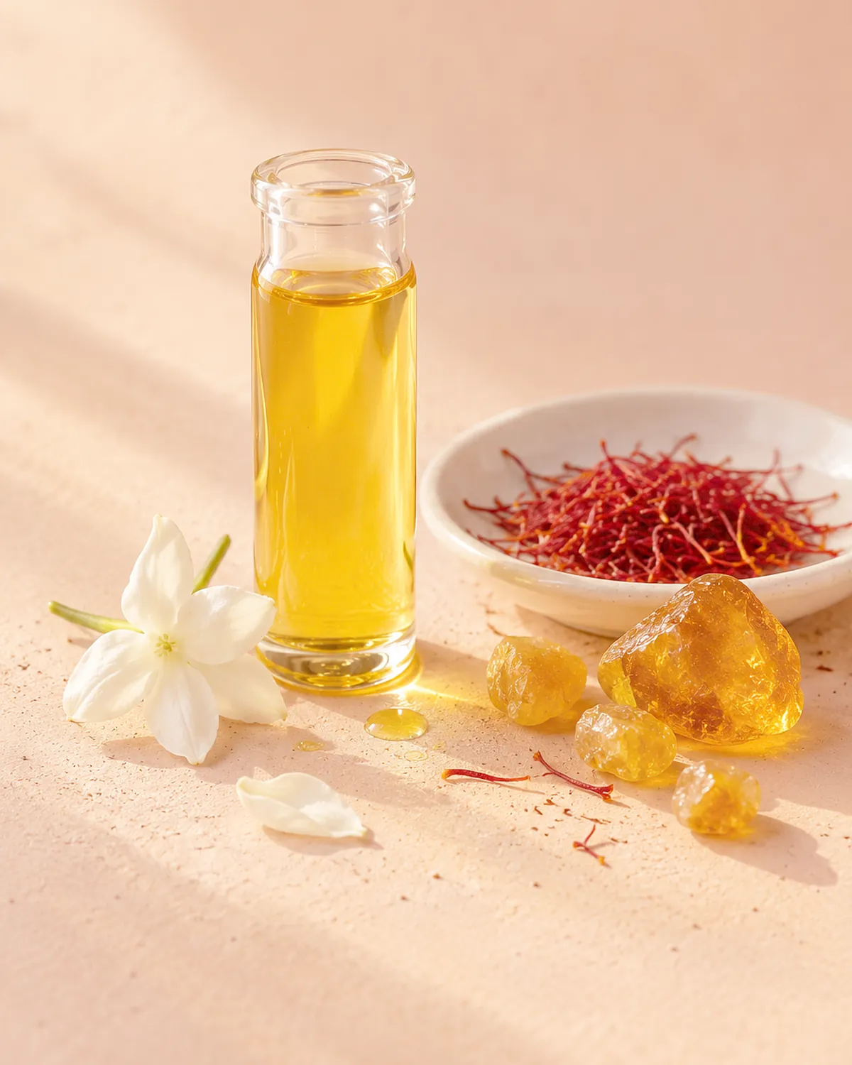 Saffron amber luxe fragrance mood: Saffron, Amberwood, Jasmine